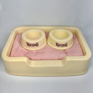 Cabbage Patch Kids Coleco Koosas Care Center Bed Pink Mattress & 2 Bowl Set